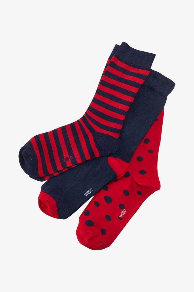 WESC Stanie 3-pack socks, red