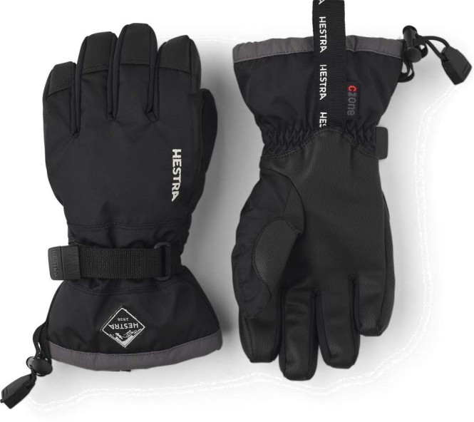 HESTRA Gauntlet CZone Jr. 5 finger, Black/Graphite